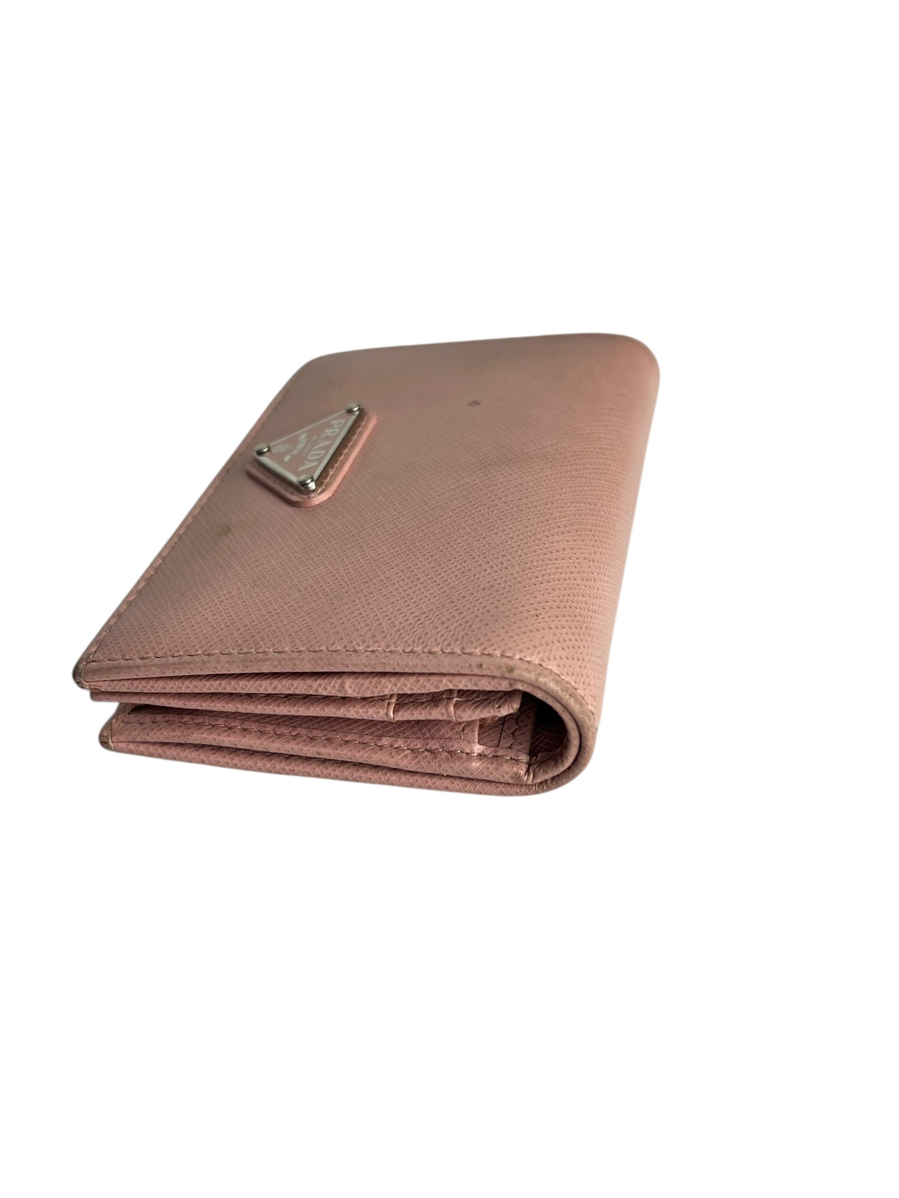 Prada Pink Saffiano Leather Compact Wallet