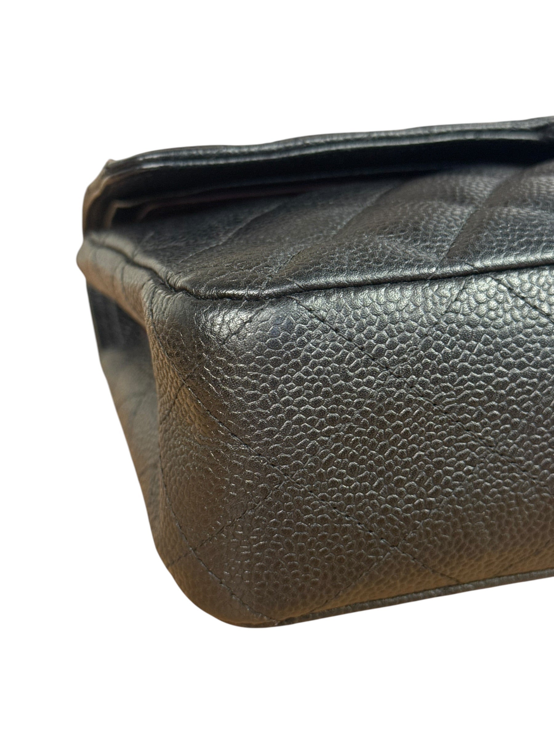 Chanel Black Quilted Leather Chain Double Leather Flap Bag 2012