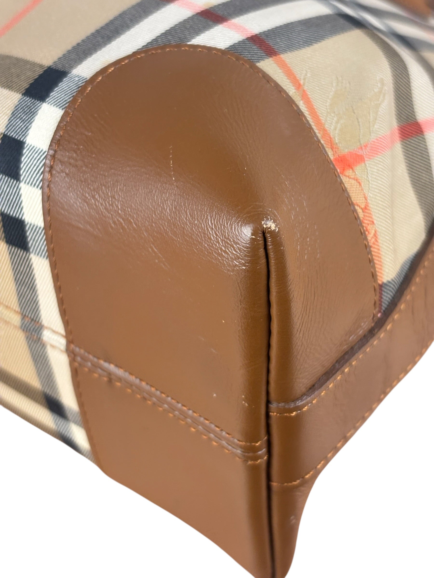 Burberry Vintage House Haymarket Check Dome Satchel Handbag