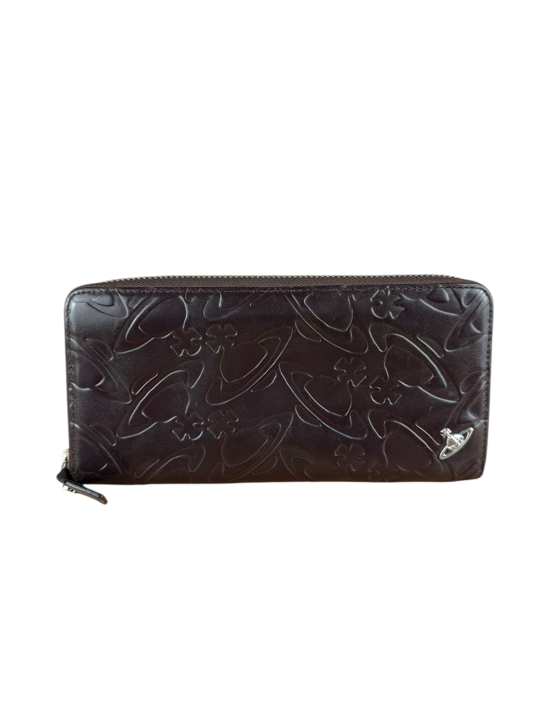 Vivienne Westwood Brown Leather Logo Zippy Wallet