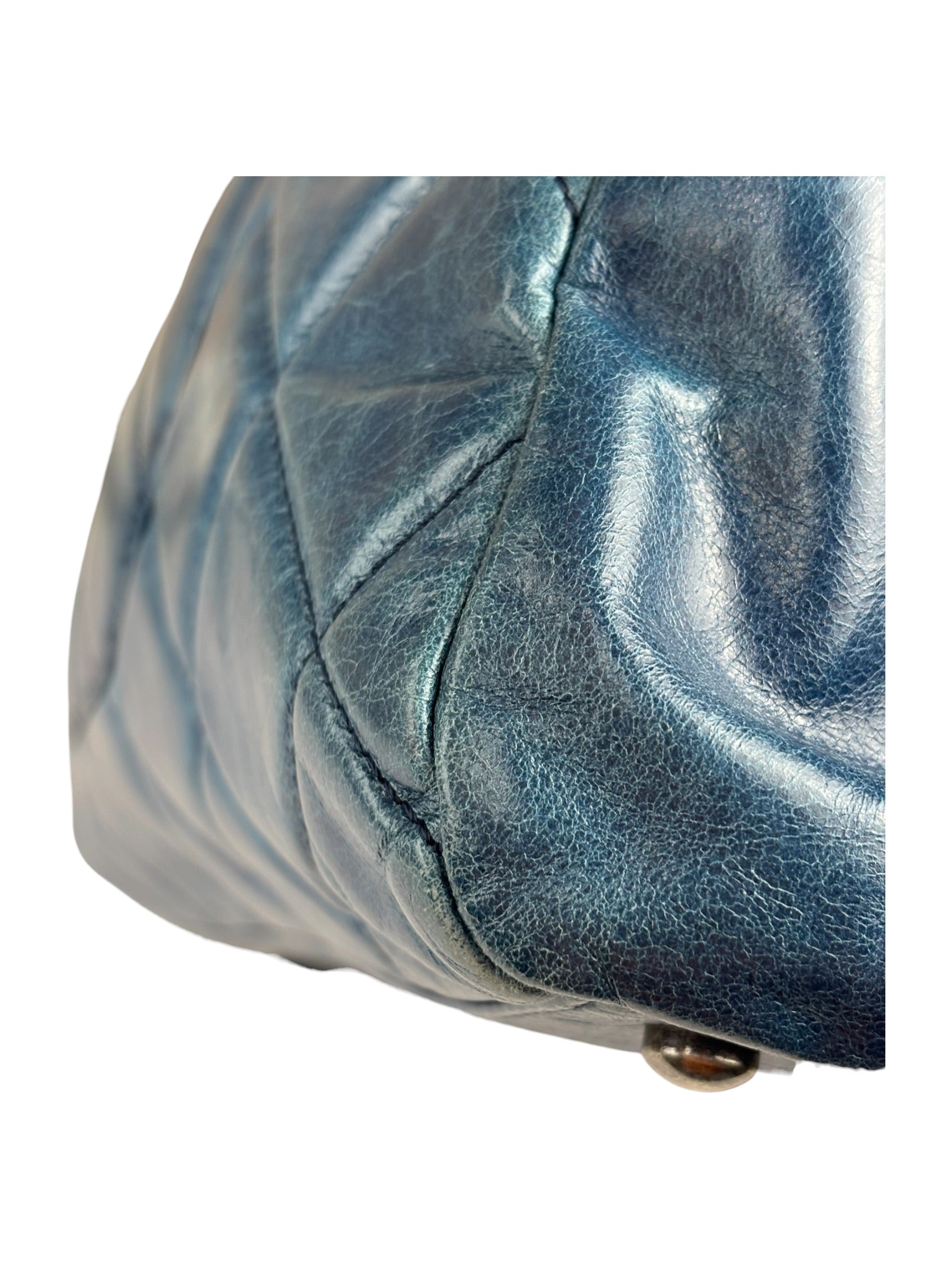 Chanel Blue Quilted Calfskin Large Convertible Boy Two-Way Bag 2012