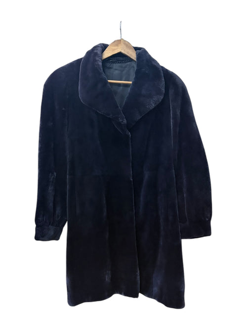 Vintage Saga Navy-Dyed Shaved Mink Fur Long Coat