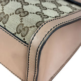 Gucci Peach Leather Trim GG Canvas Emily Chain Flap Shoulder Bag