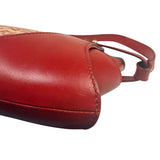 Fendi Red Leather Trim Zucca Compliation Shoulder Bag