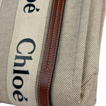 Chloe Brown Leather Trim/Linen Canvas Woody Small Tote