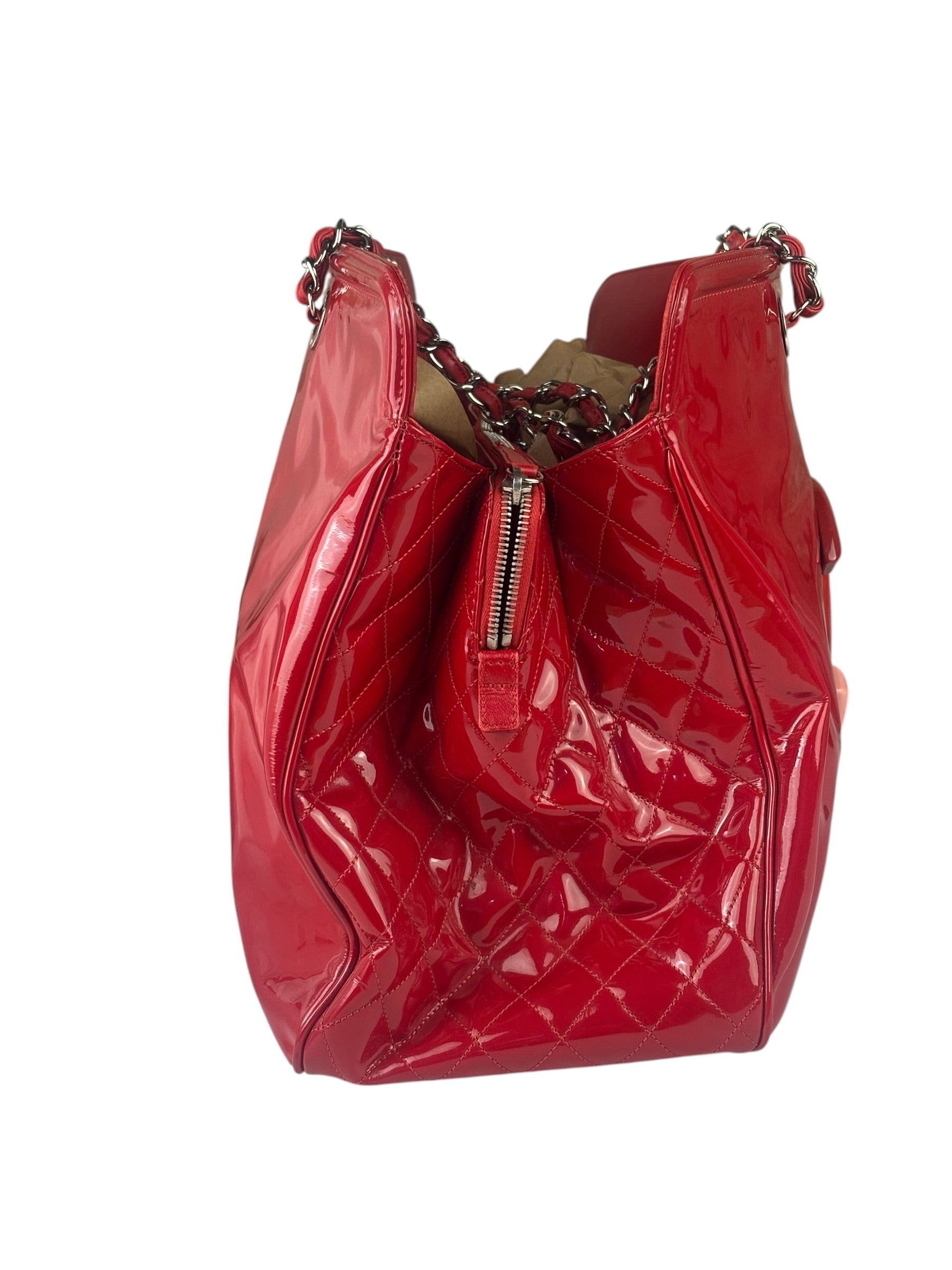 Chanel Lipstick Red Patent Leather Paris-Venice CC Jumbo Tote 2010