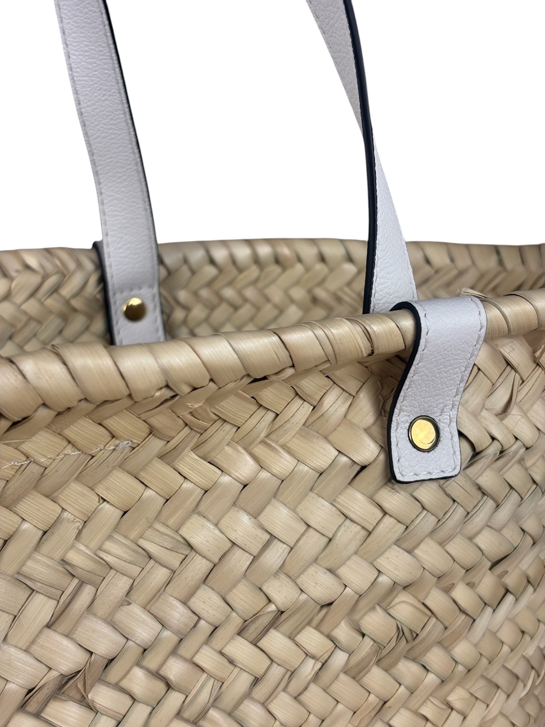 Versace Large White Raffia/Leather Shoulder Tote
