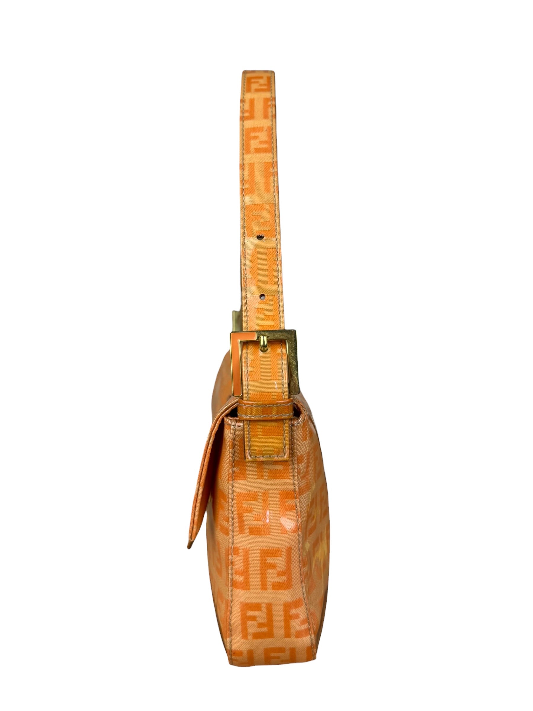 Fendi Vintage Orange Zucca Mamma FF Monogram Baguette