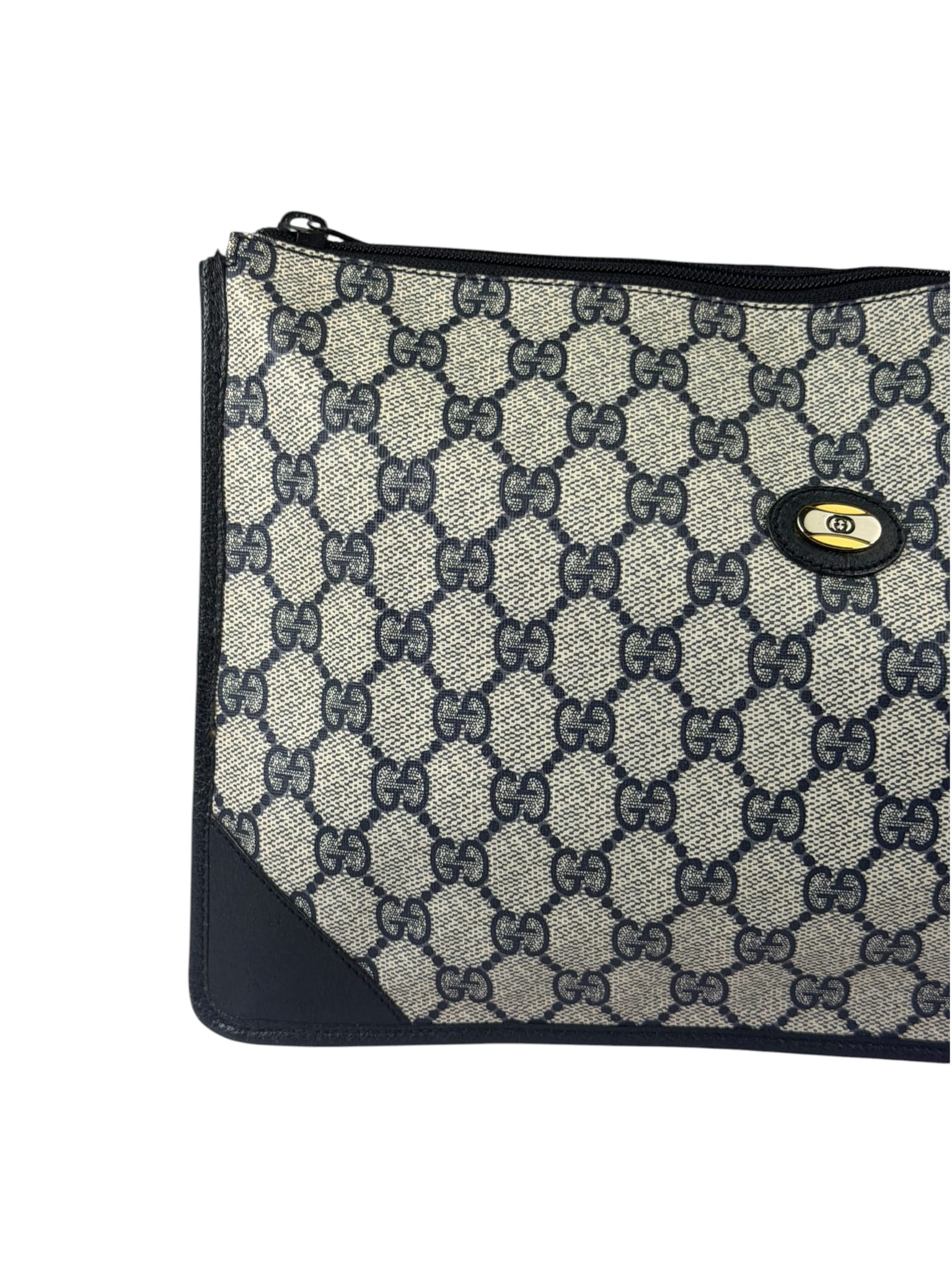 Gucci Vintage GG Coated Canvas Zip Travel Pouch Navy