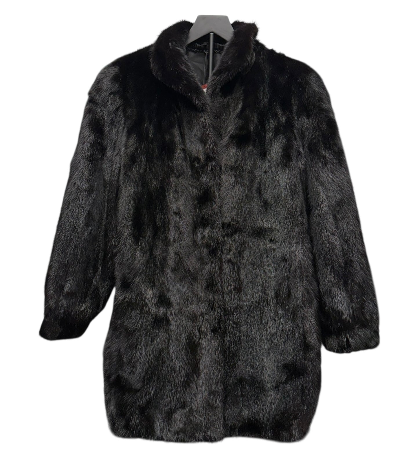 Vintage Black Fur Mid Length Coat