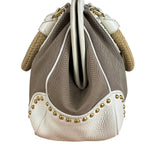 Prada Beige Vitello Trimmed Canapa Bag