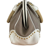 Prada Beige Vitello Trimmed Canapa Bag