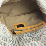 Fendi Leather Light Blue Trim Zucca Baguette