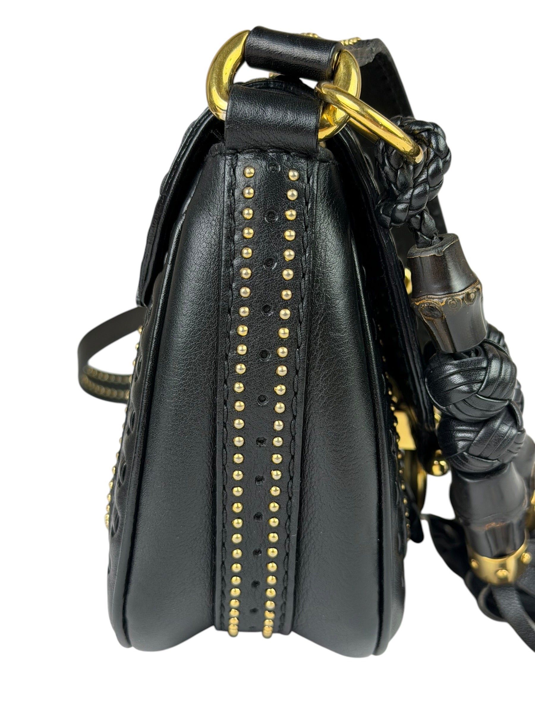 Gucci Black Leather Snaffle Bit Shoulder Bag