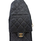 Chanel Navy Quilted Denim/Leather Trim 25 Hobo Bag 2021