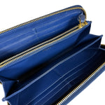 Prada Long Zip Leather Wallet Blue