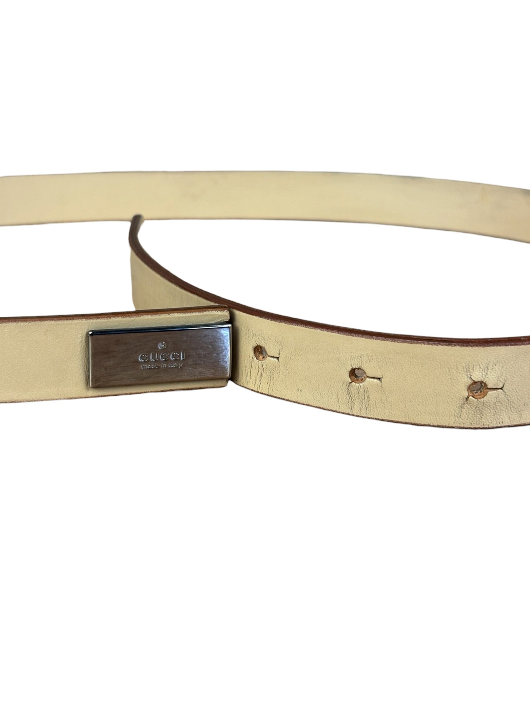 Gucci Beige Leather Belt w/ Pouch