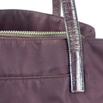 Prada Vintage Plum Nylon Leather Embossed Handbag