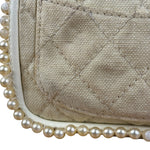 Chanel White Leather/Canvas Pearl Crossbody Flap 2003
