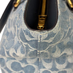 Coach Blue Leather Trim/Denim Signature Station Shoulder Bag