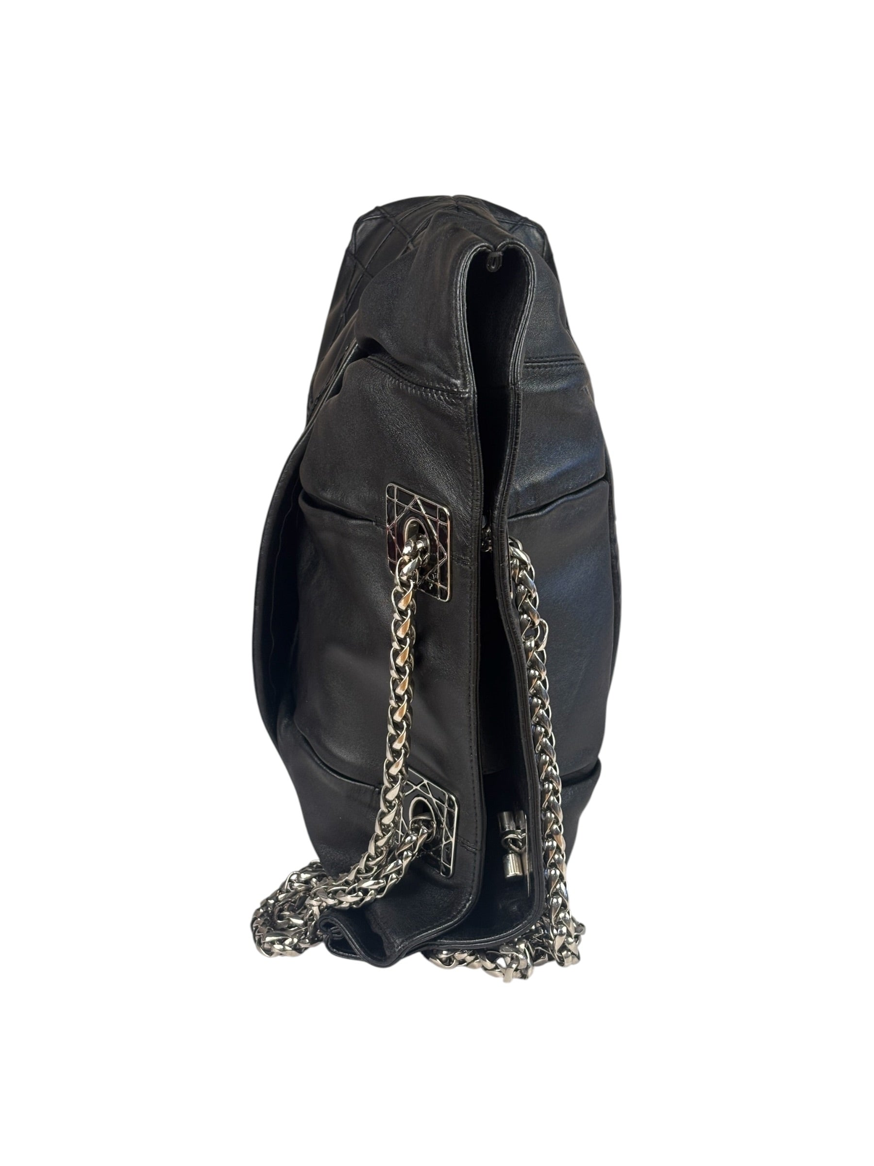 Christian Dior Black Leather Cannage Granville Chain Tote
