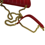 Saint Laurent Red Quilted Leather Vicky Flap Shoulder Bag