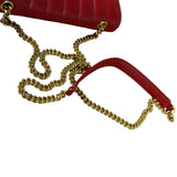 Saint Laurent Red Quilted Leather Vicky Flap Shoulder Bag