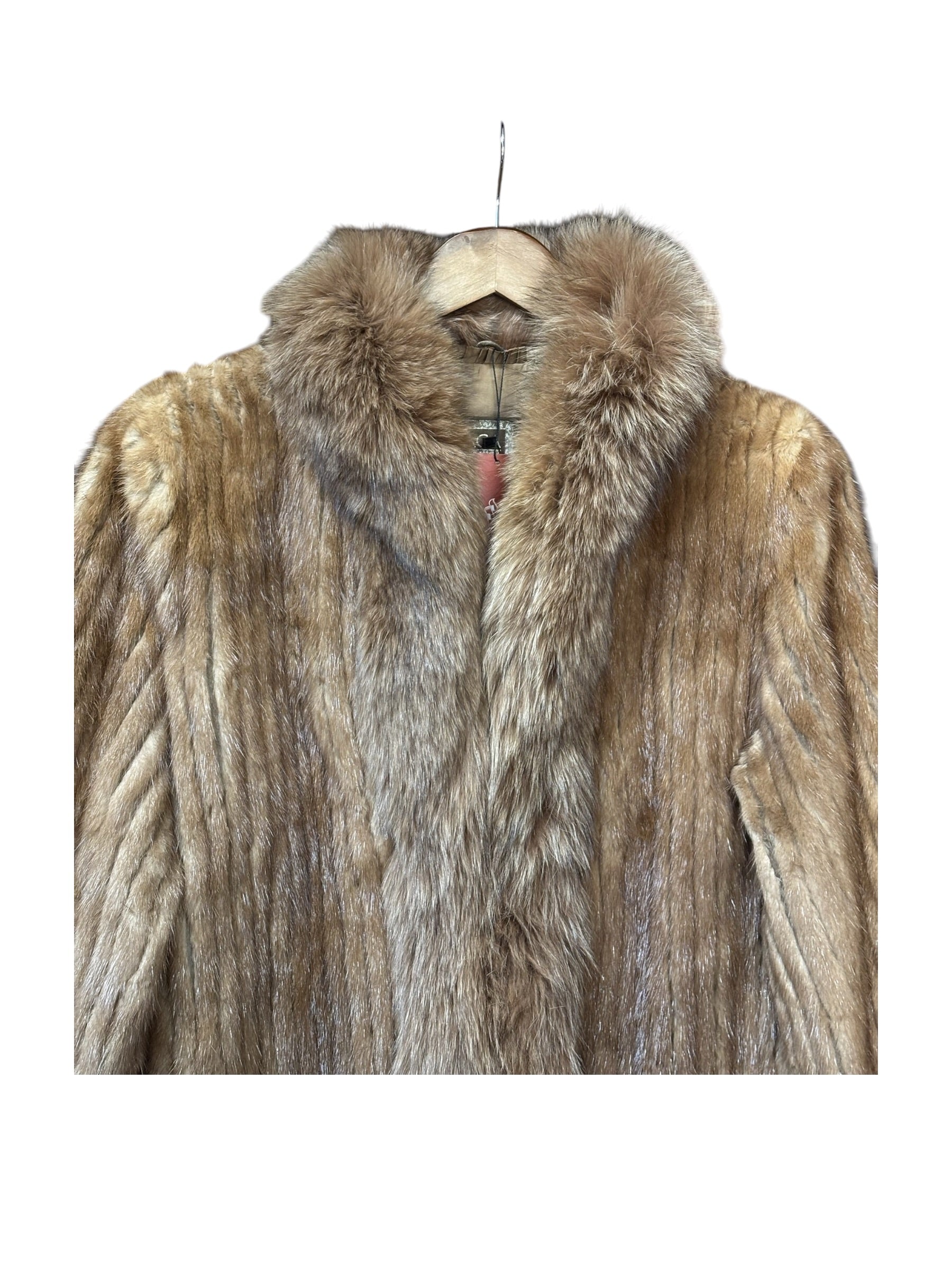 Saga Brown Mink Fur/Fox Fur Trim Coat