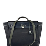 Hermes Black Leather Trim Herbag Two-Way Bag