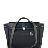 Hermes Black Leather Trim Herbag Two-Way Bag