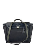 Hermes Black Leather Trim Herbag Two-Way Bag