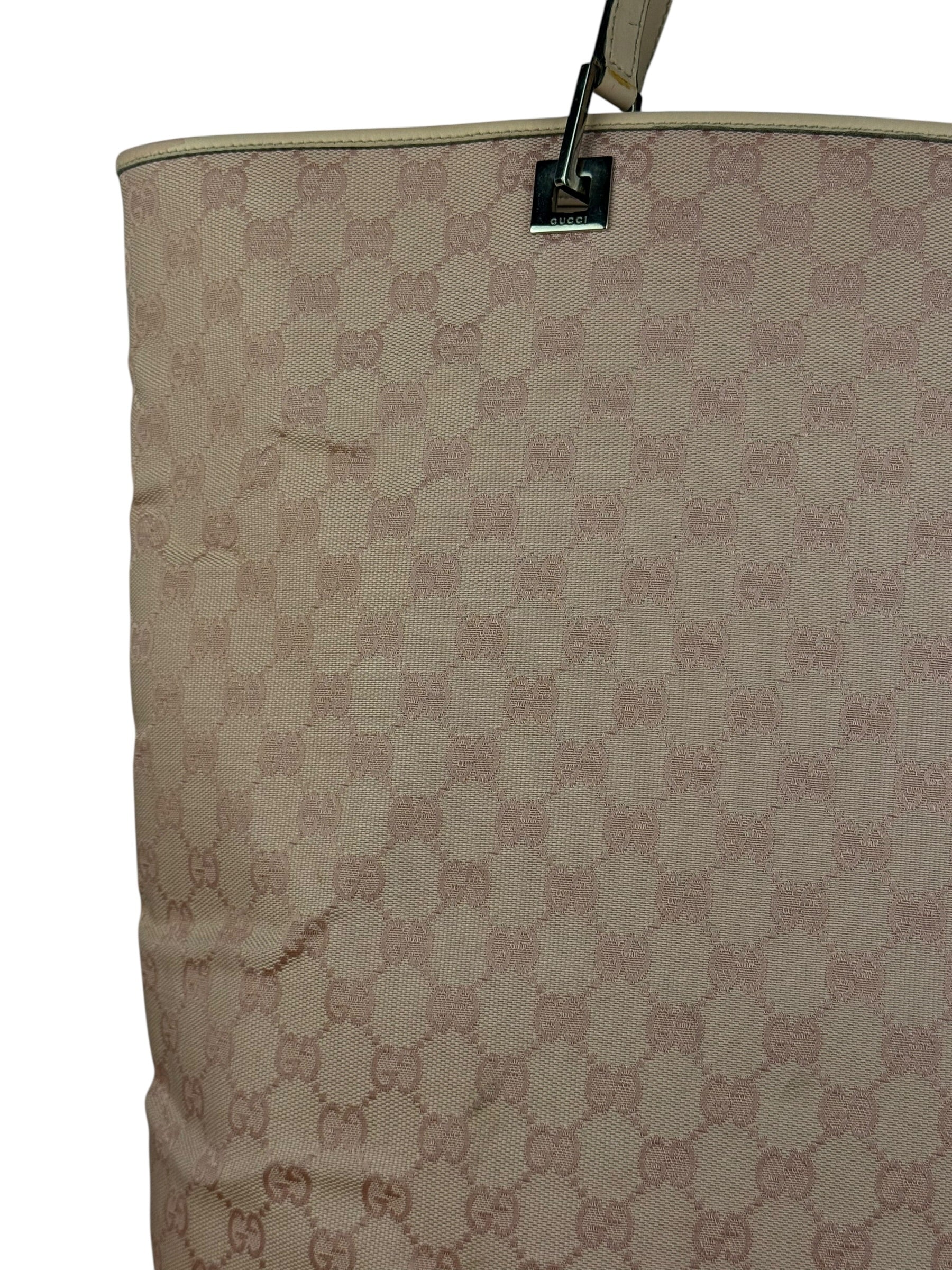 Gucci Vintage Pink Canvas Large Tote Bag