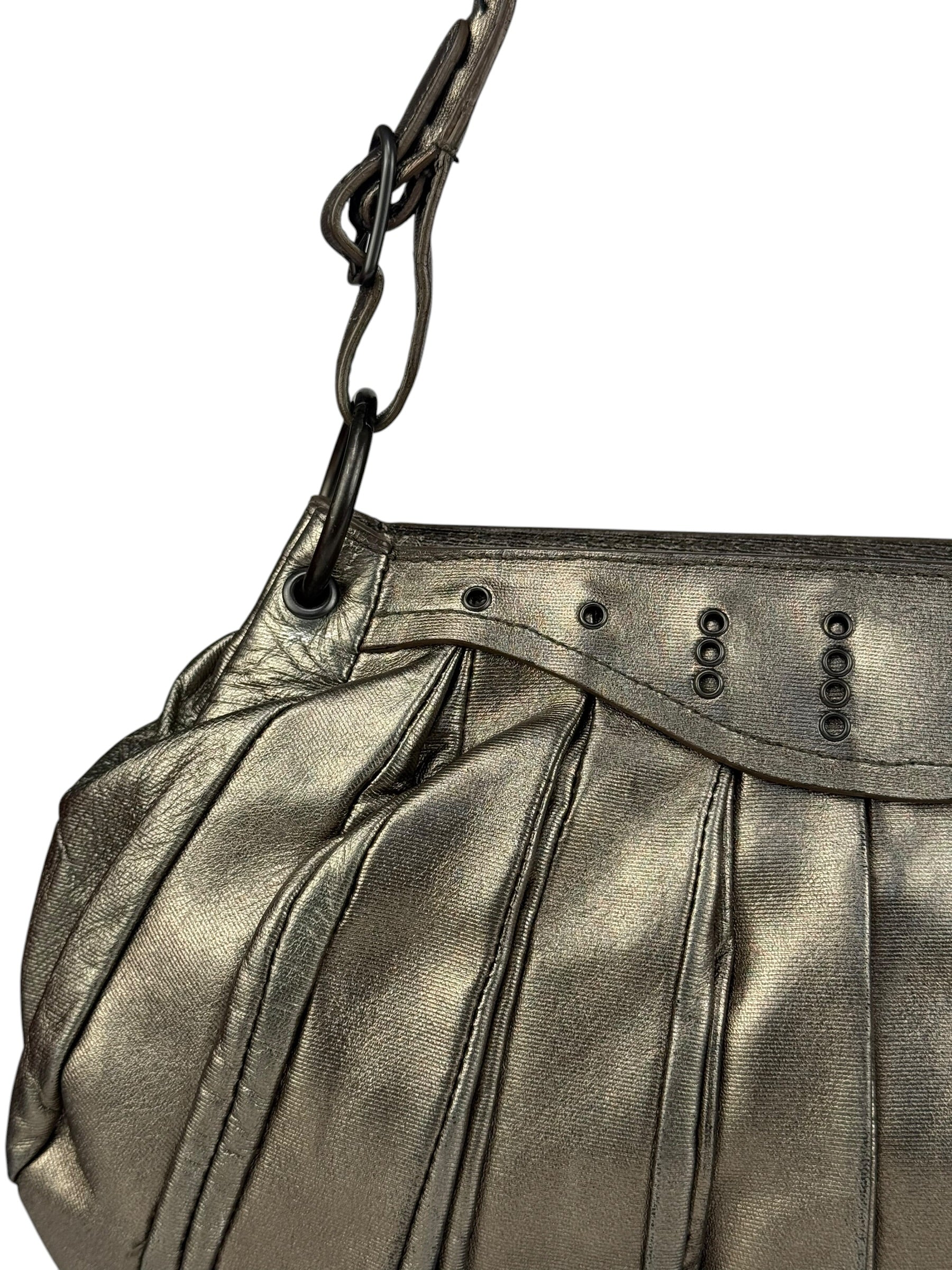 Bottega Veneta Metallic Pleated Shoulder Bag