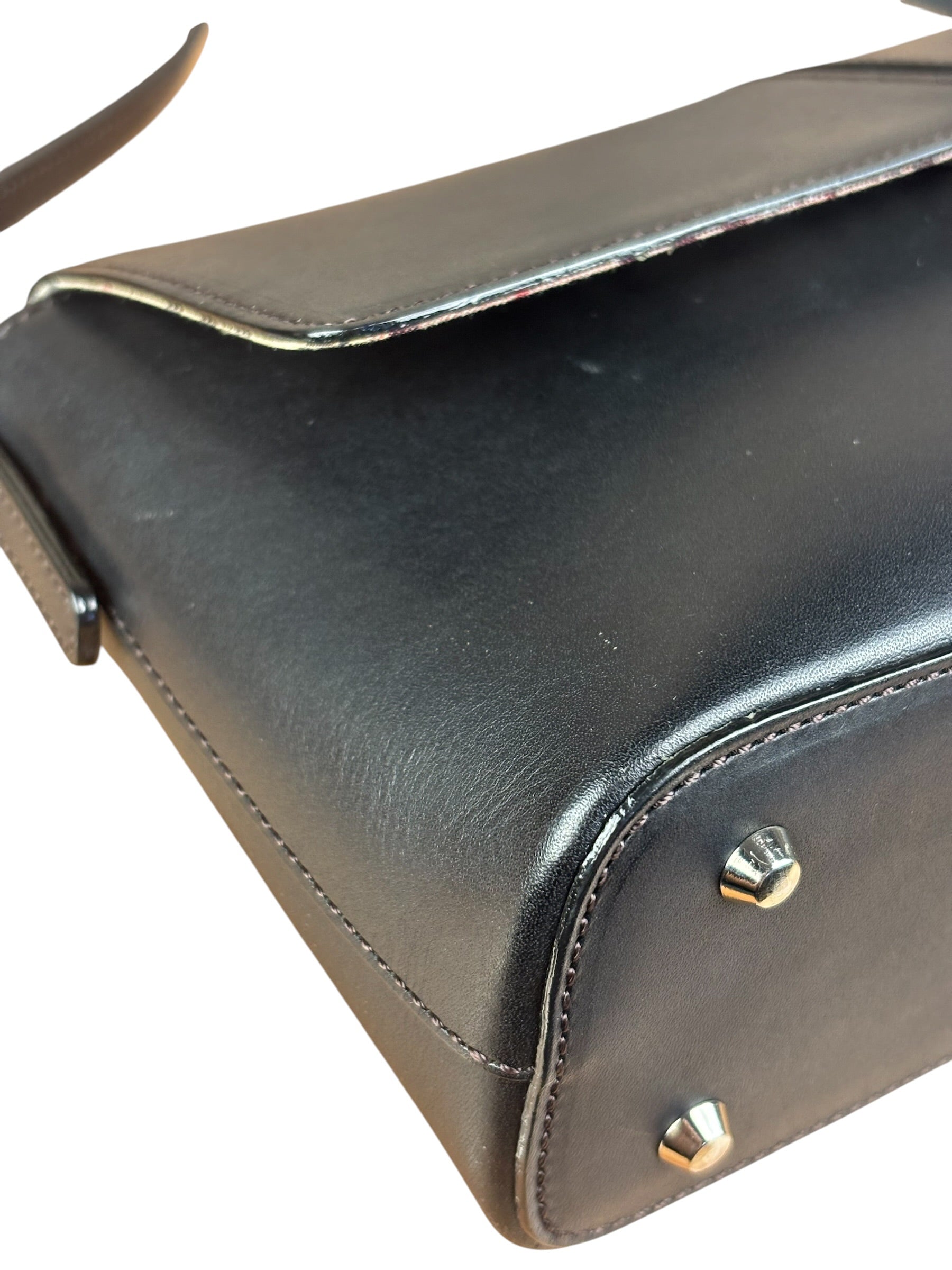 Burberry Vintage Black Leather Flap Shoulder Bag