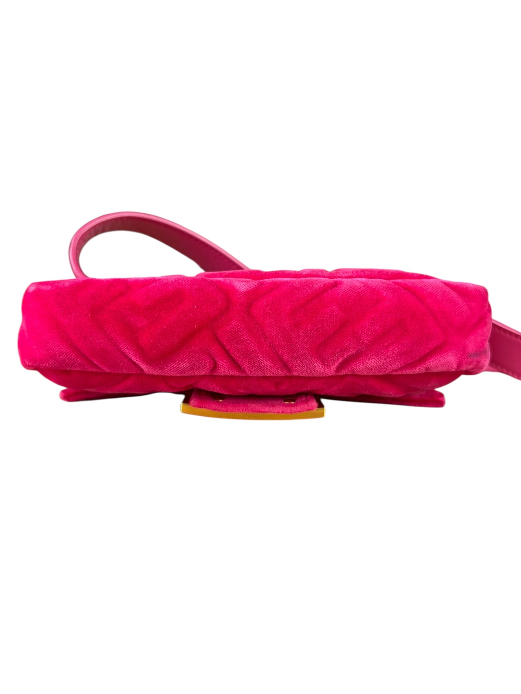 Fendi Pink Zucca Velvet Baguette Belt Bag
