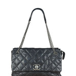 Chanel Black Leather Paris Moscow Flap/Chain Shoulder Bag 2005
