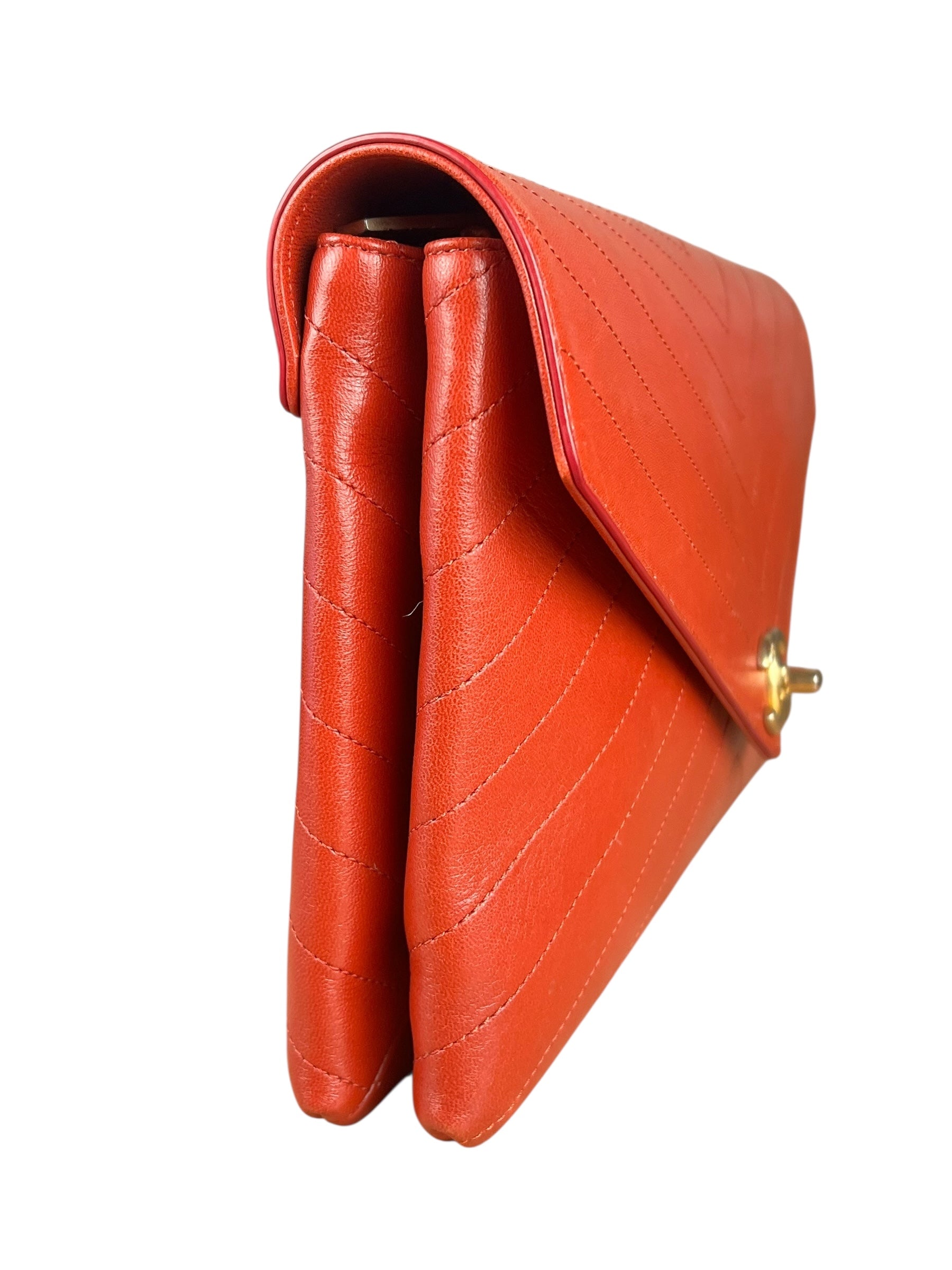 Chanel Chevron Quilted Envelope Clutch