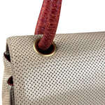 Chanel Beige Perforated Leather CC Flap Bag 2001