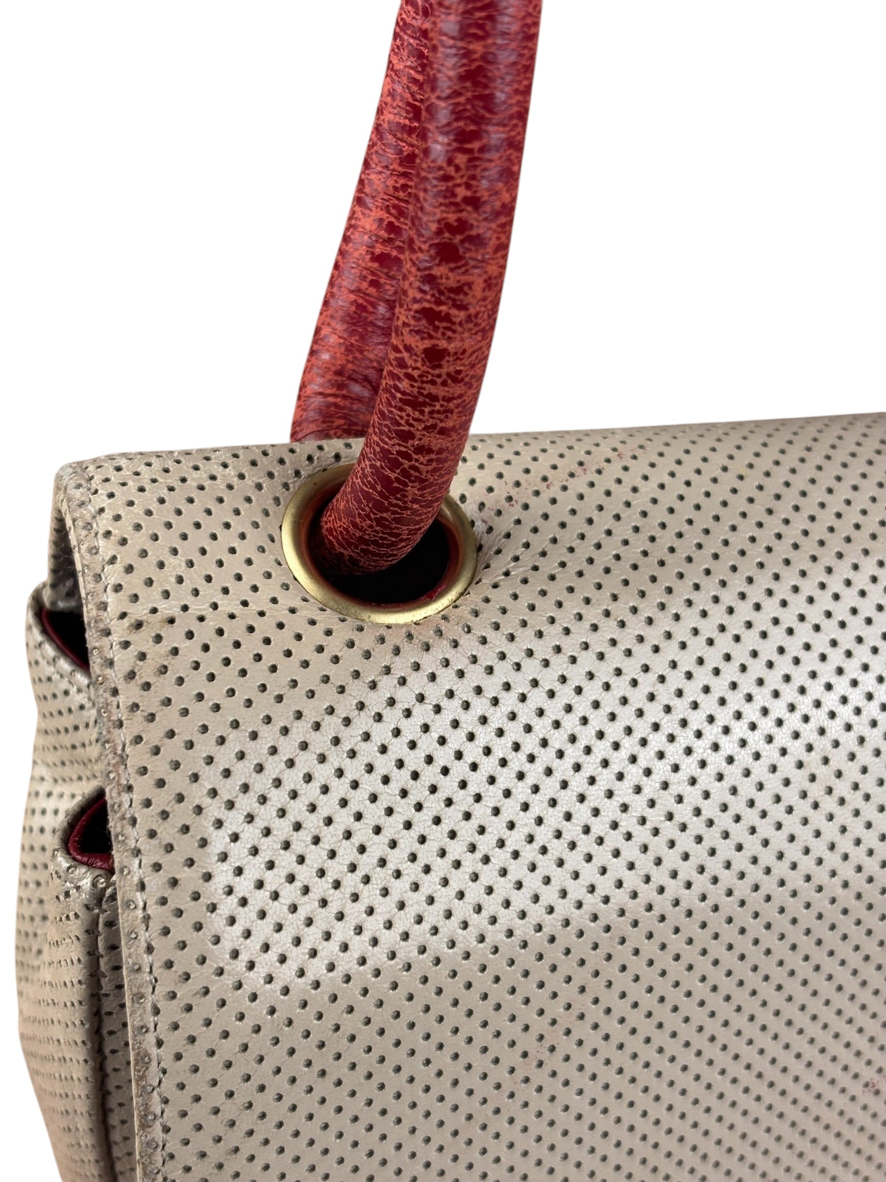 Chanel Beige Perforated Leather CC Flap Bag 2001