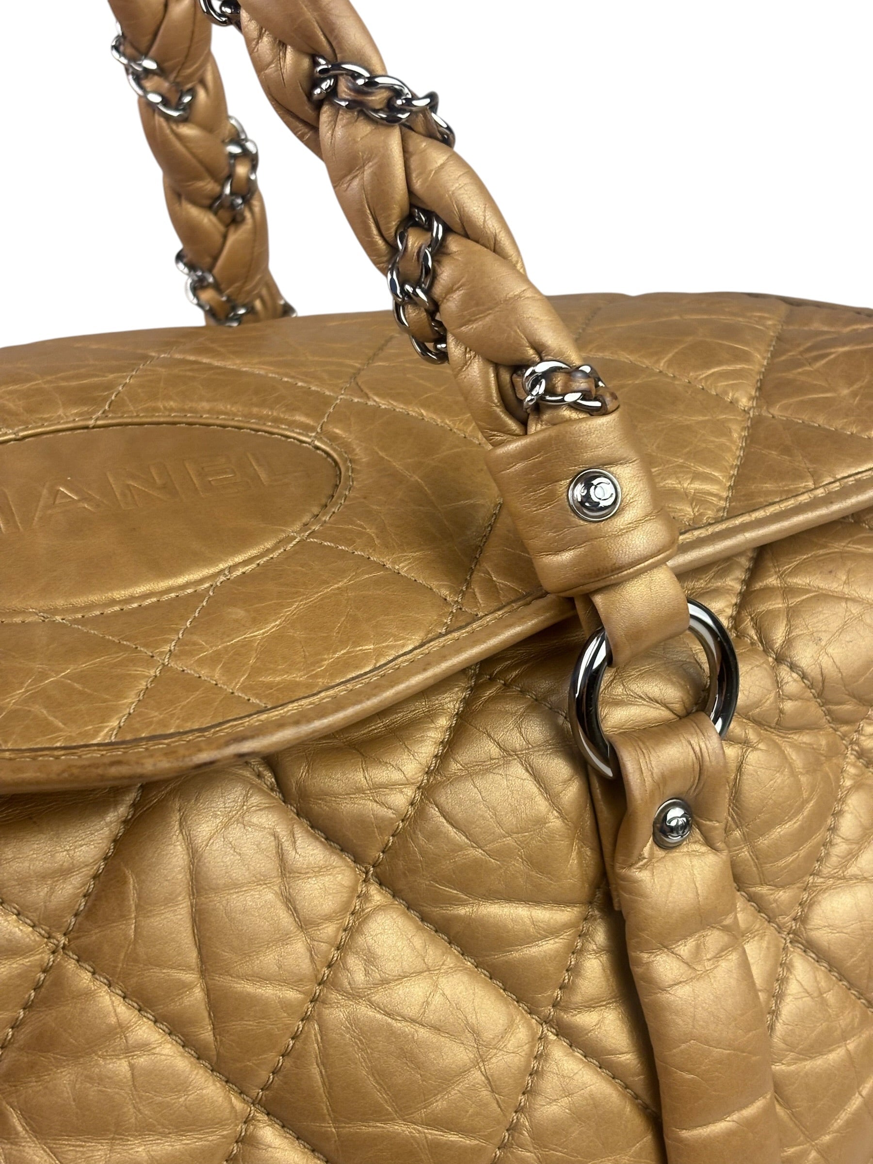 Chanel Gold Quilted Lambskin Lady Braid Flap Bag 2005