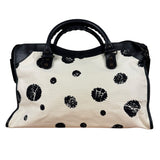 Balenciaga City Bag Canvas Leather Black Beige
