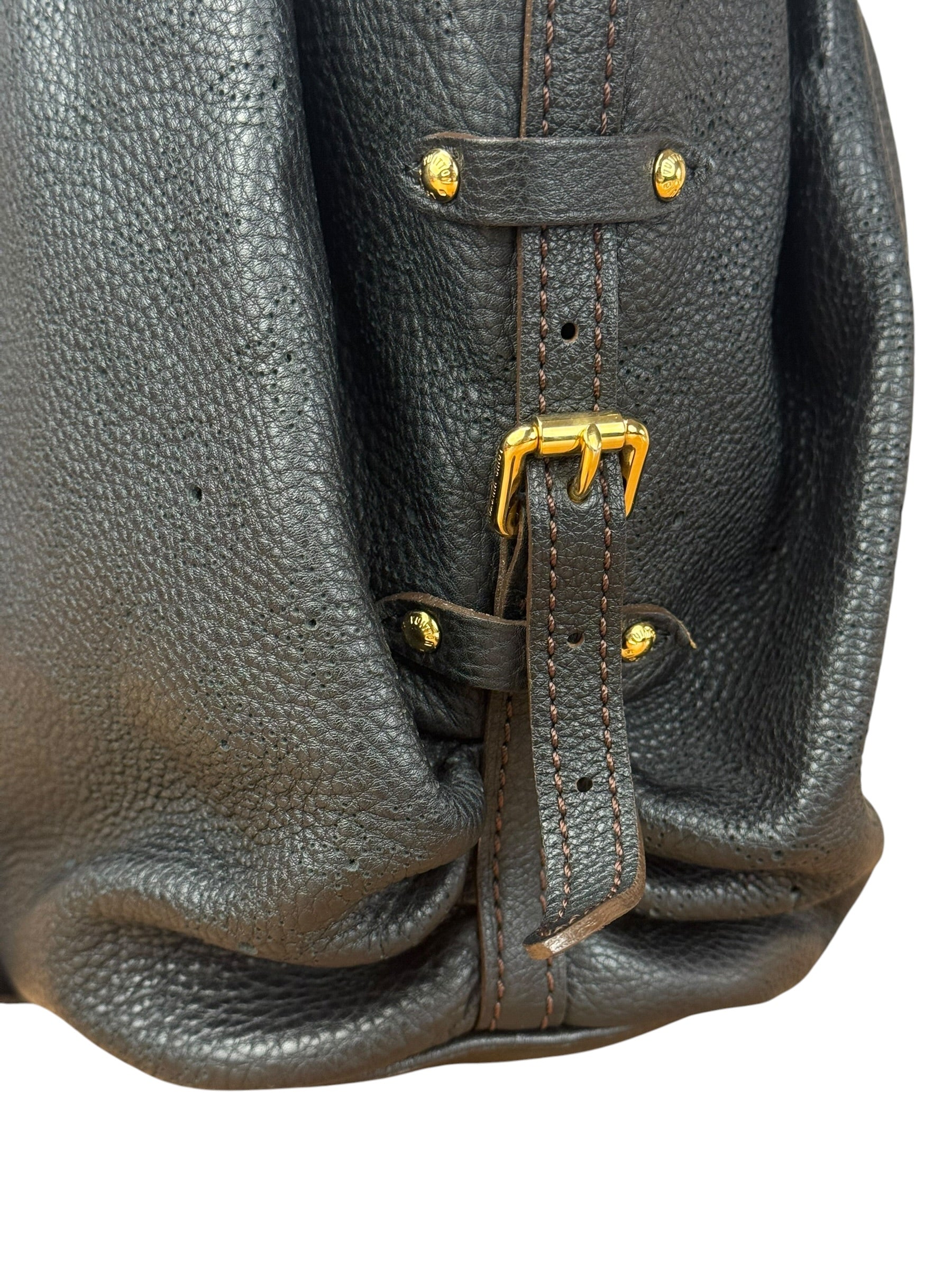 Louis Vuitton Perforated Monogram Mahina Hobo Bag Black