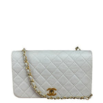 Chanel White Quilted Leather CC Flap Shoulder Bag 2013