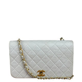 Chanel White Quilted Leather CC Flap Shoulder Bag 2013