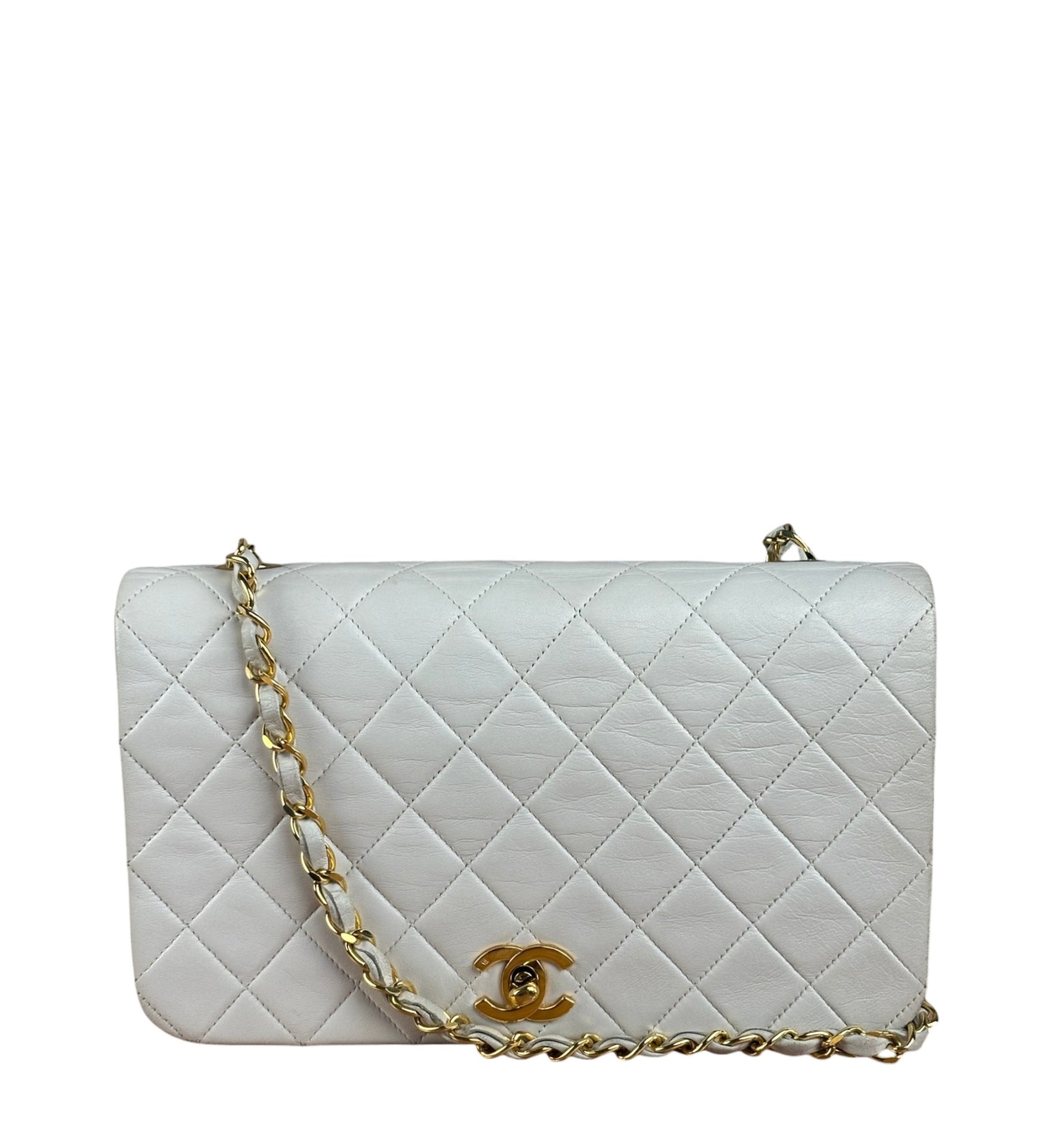 Chanel White Quilted Leather CC Flap Shoulder Bag 2013