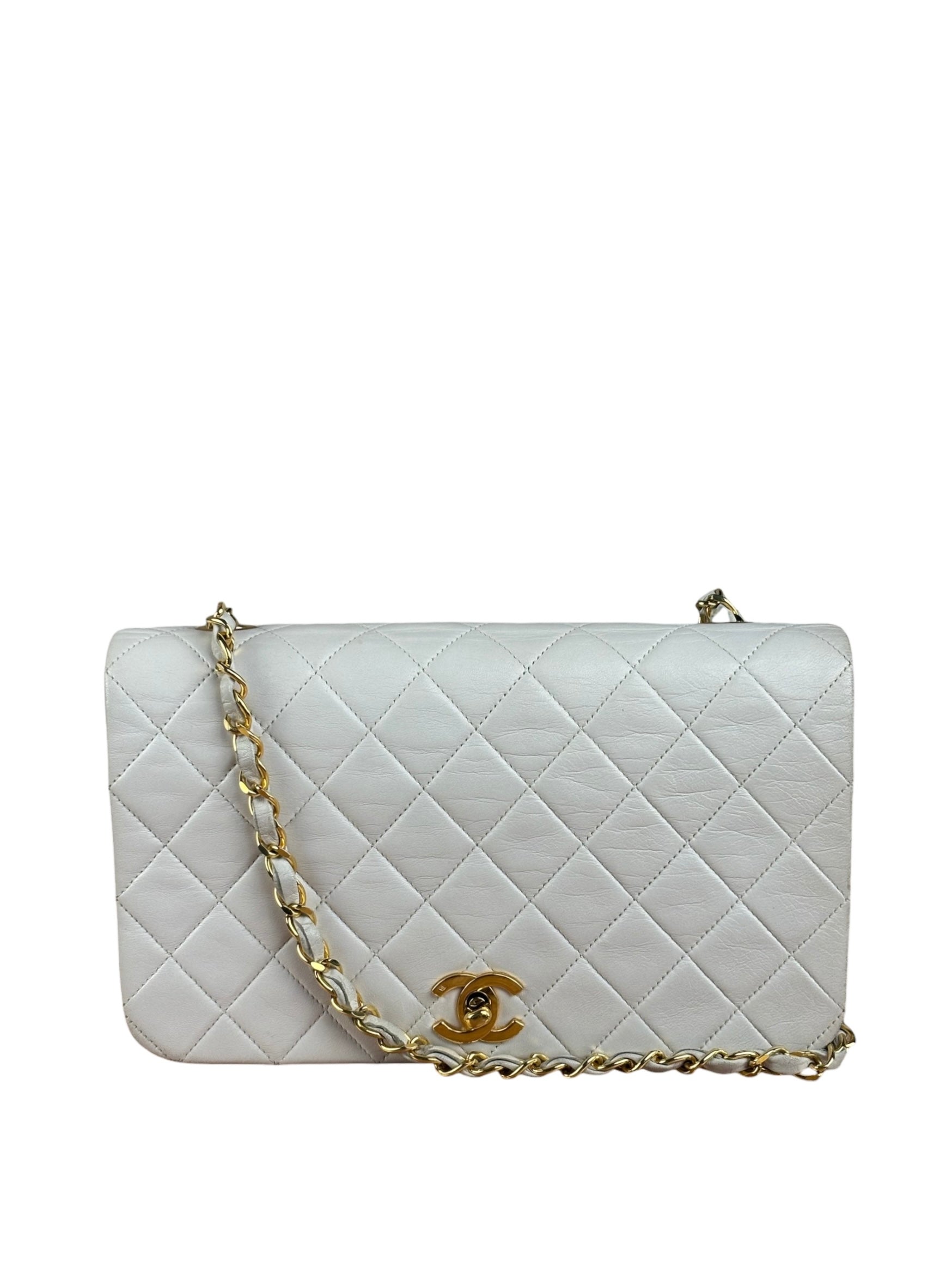 Chanel White Quilted Leather CC Flap Shoulder Bag 2013