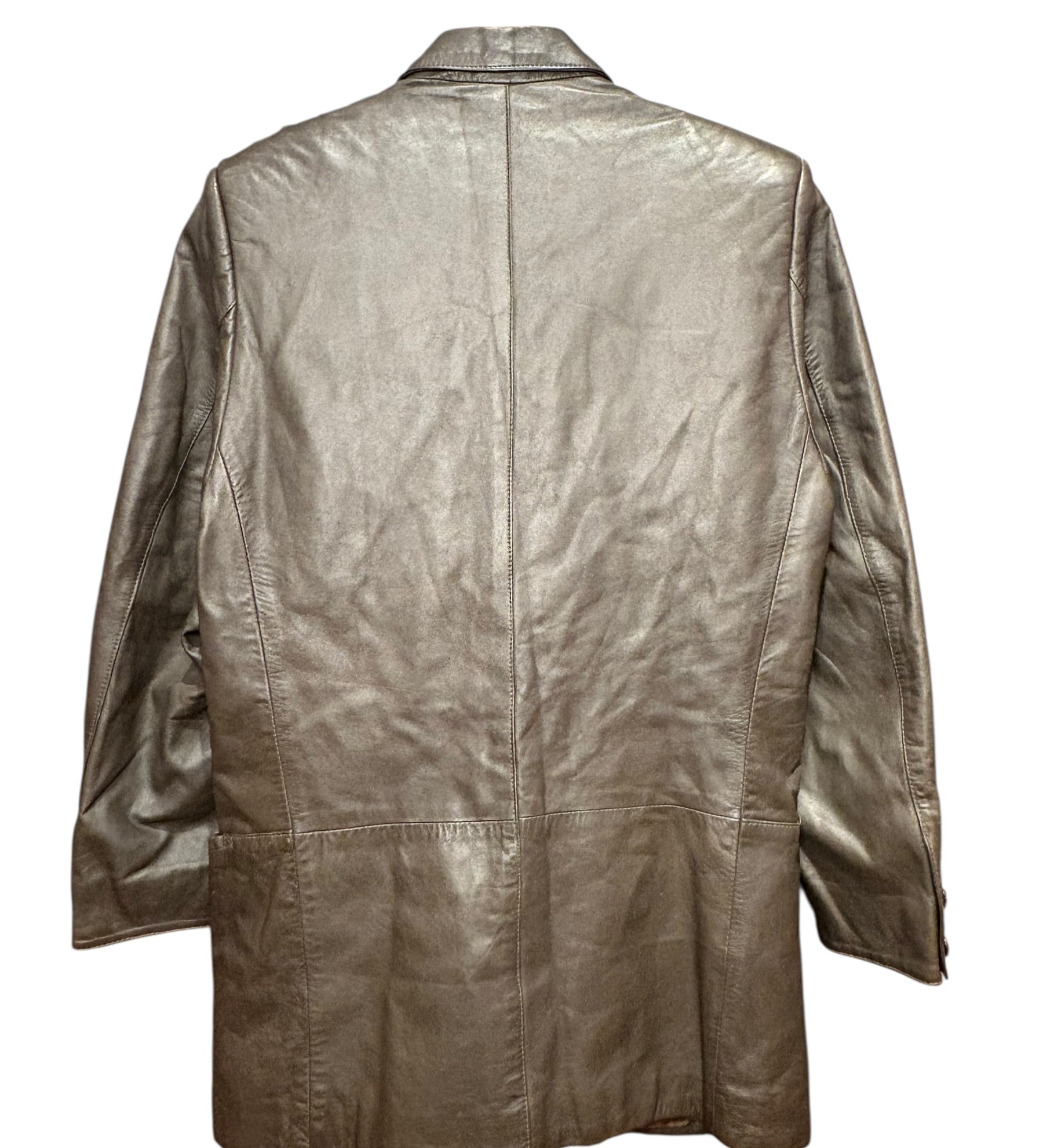 Farfalla Vintage Brown Leather Long Coat