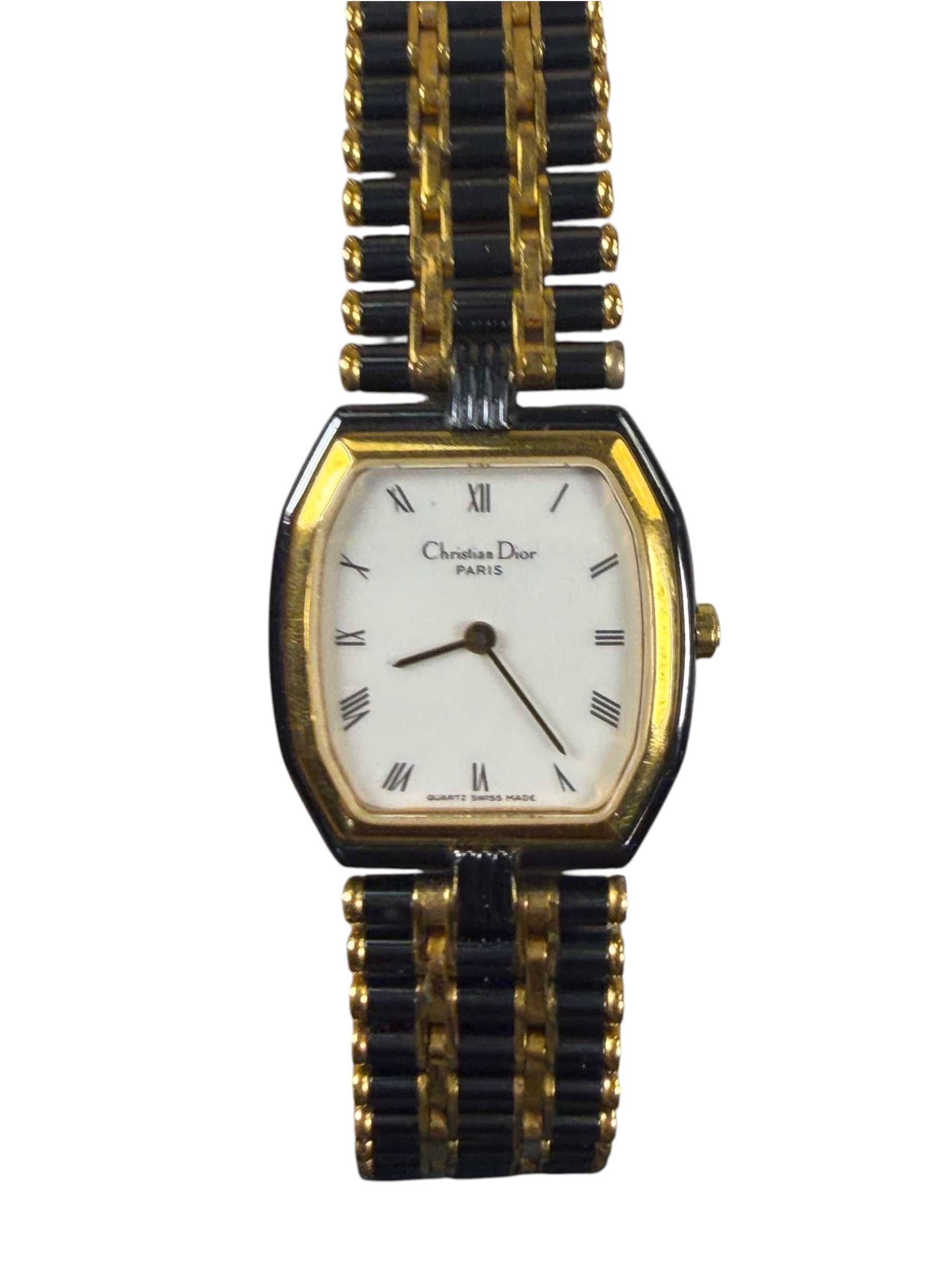 Christian Dior White Dial Black & Gold Bar Link Band
