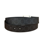 Gucci GG Leather Supreme Canvas Rectangular Buckle Belt