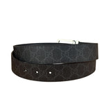 Gucci GG Leather Supreme Canvas Rectangular Buckle Belt